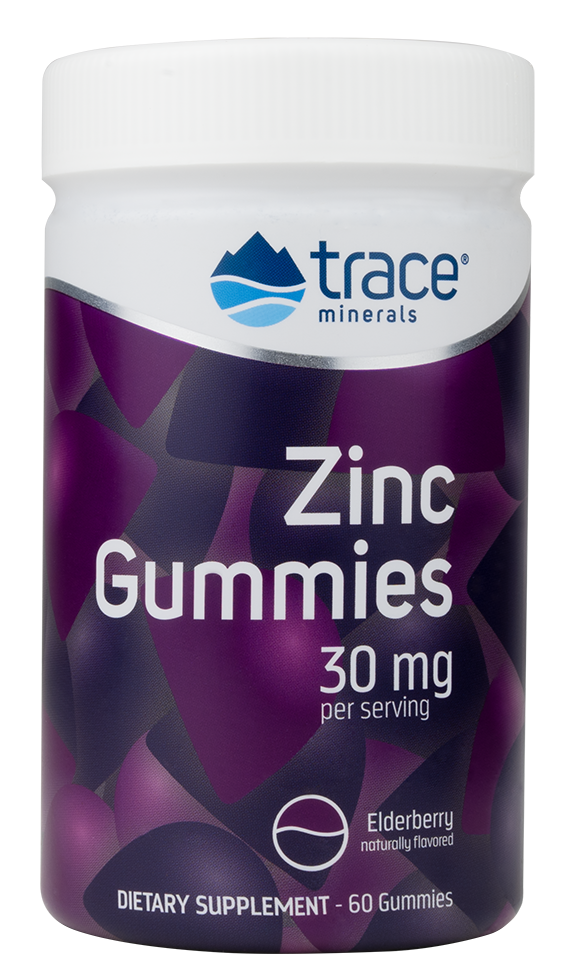 Trace Minerals, Zinc Gummies 30mg, Elderberry Flavor, 60 Gummies UPC 878941006227 | HiLife Vitamins