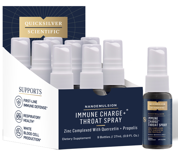 Quicksilver Scientific, Immune Charge+ Throat Spray, 9 Count, 9 Fl Oz (27 mL) UPC 691835027609 | HiLife Vitamins