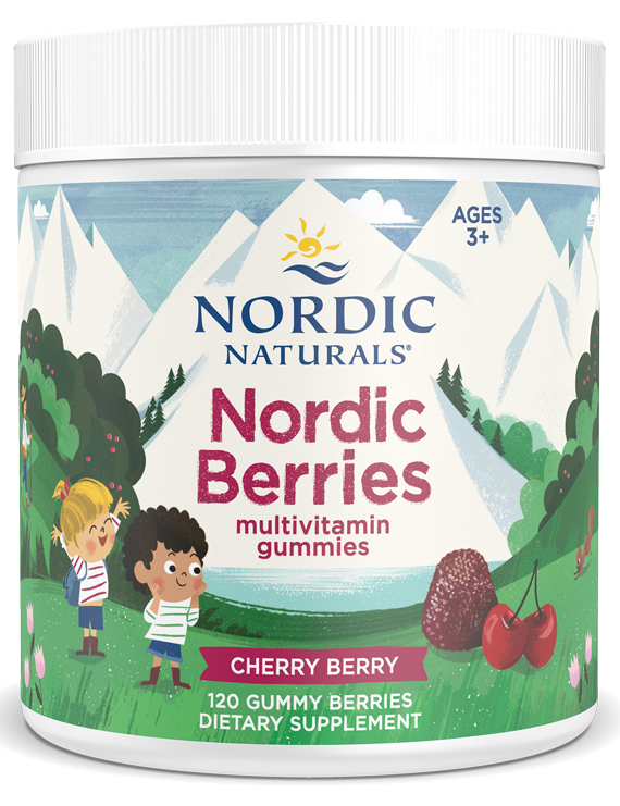 Nordic Naturals, Nordic Berries, Cherry Berry, 120 Gummy Berries UPC 768990301261 | HiLife Vitamins