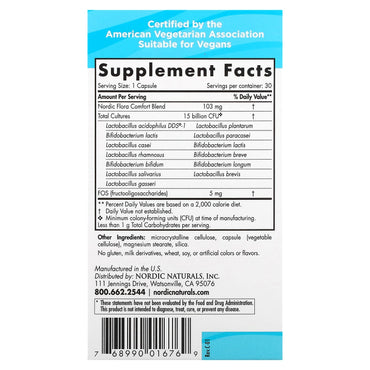Nordic Naturals, Nordic® Flora Probiotic Comfort, 30 UPC 768990016769 | HiLife Vitamins