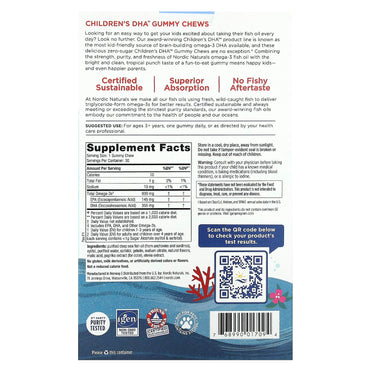 Nordic Naturals, Zero Sugar Children's DHA™ Gummy Chews, 30 UPC 768990017094 | HiLife Vitamins