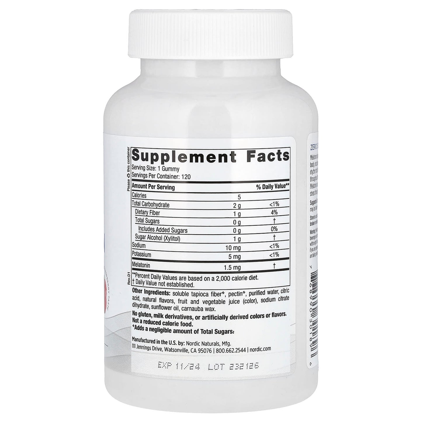 Nordic Naturals, Zero Sugar Melatonin Gummies, 120 UPC 768990301896 | HiLife Vitamins