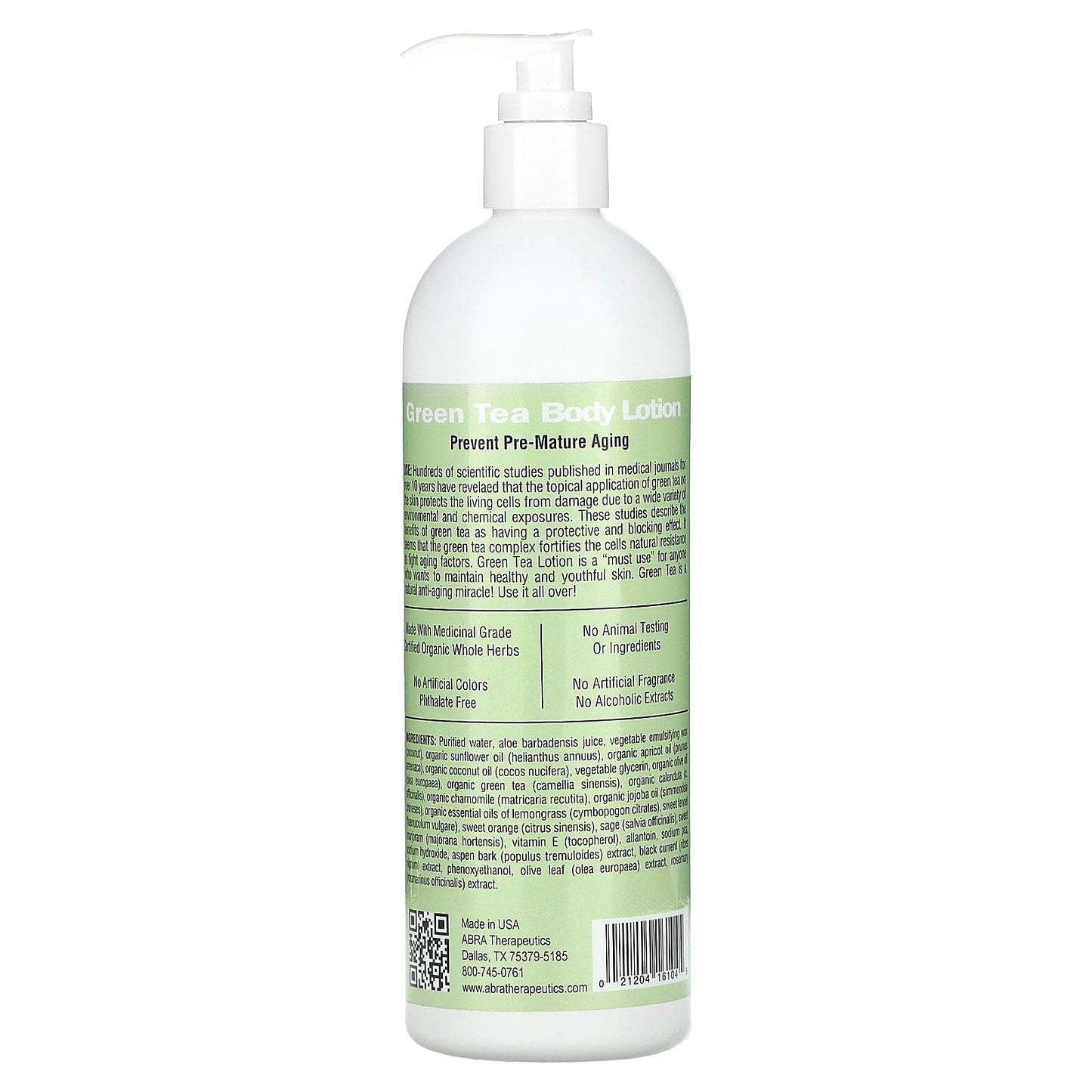 Abra Therapeutics, Green Tea Lotion, 16 Oz UPC 021204161045 | Hilife Vitamins