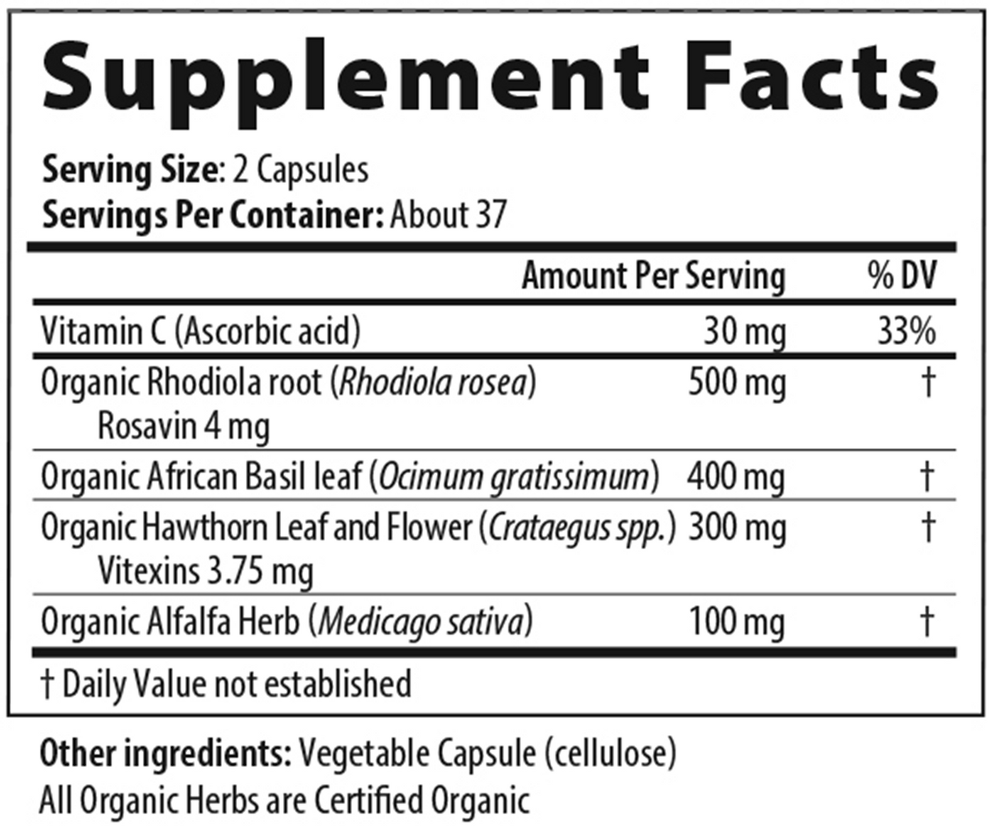 Adrenal Px Balance 75 Capsules Supplement Facts