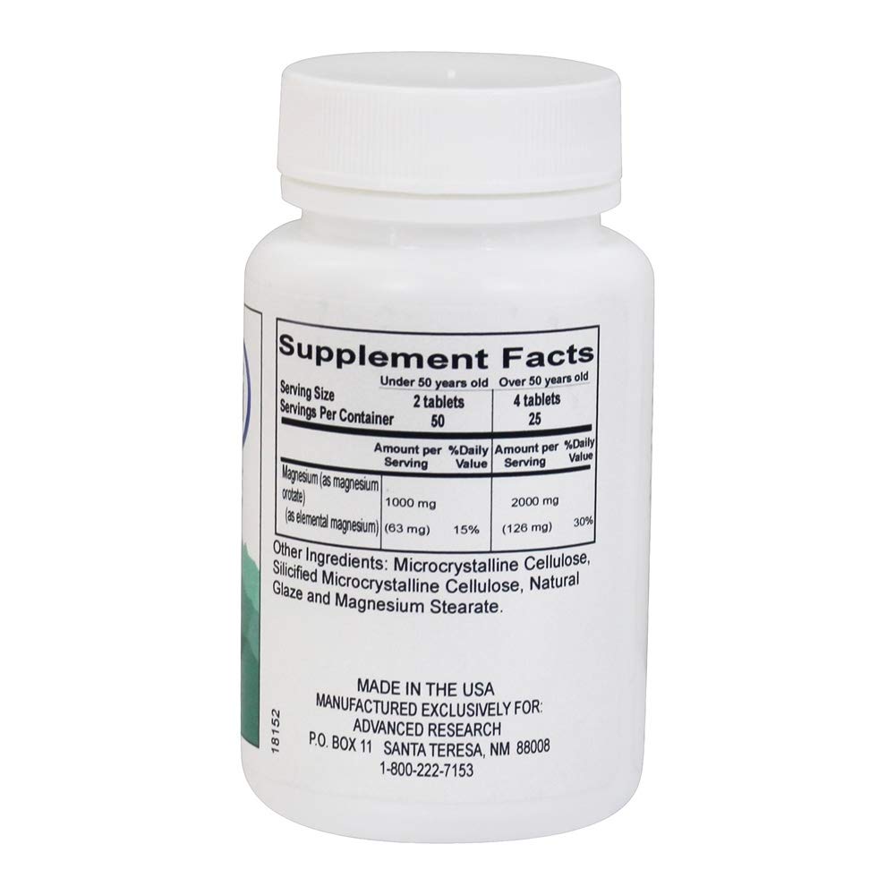 Advanced Research, Magnesium Orotate, 100 Tablets UPC 605164340827 | HiLife Vitamins