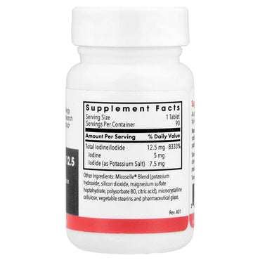 Allergy Research Group, Optimox, Iodoral® IOD 12.5, High Potency Iodine, 90 Scored Tablets UPC 350520015016 | Hilife Vitamins