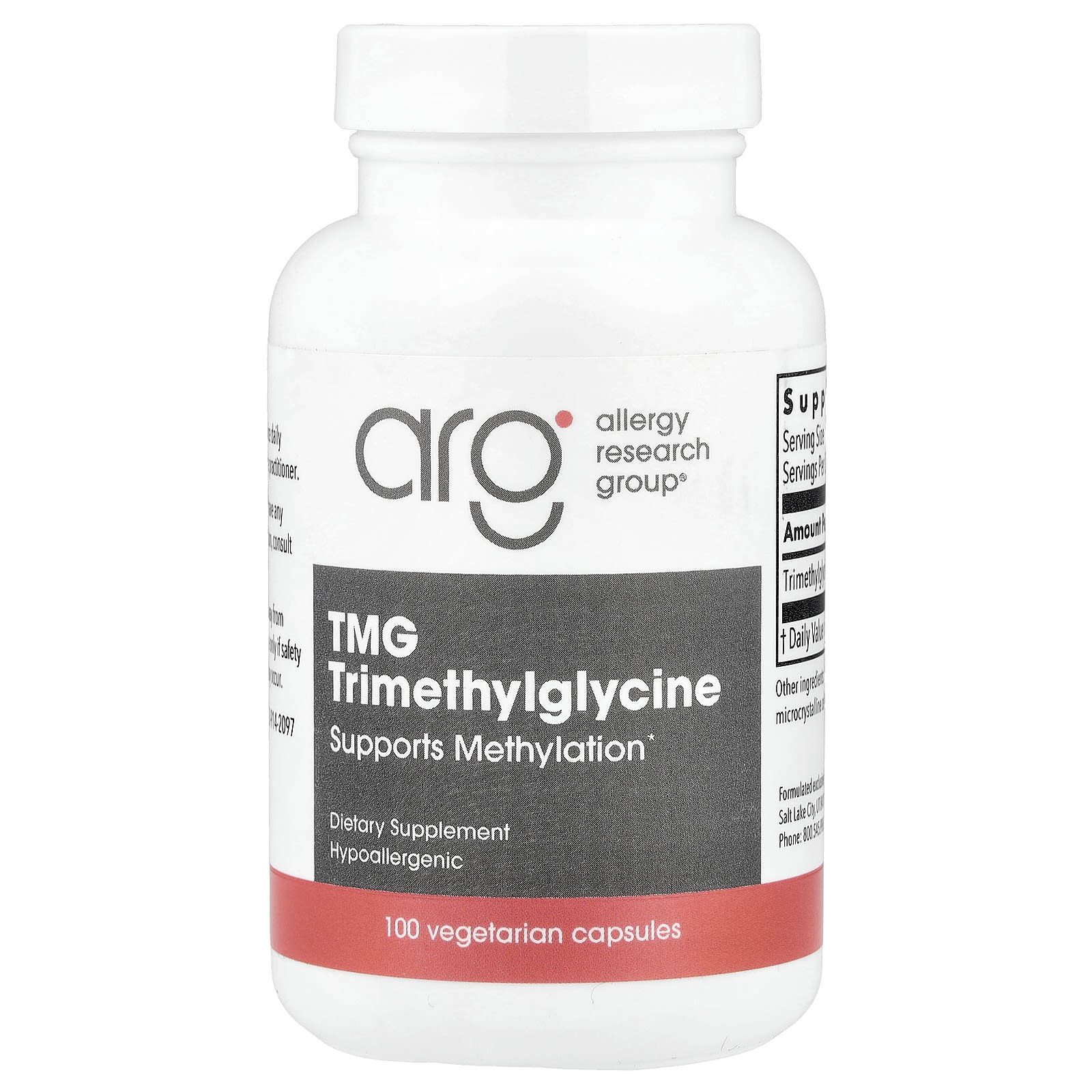 Allergy Research Group, TMG, 100 Vegetarian Capsules UPC 713947732308 | HiLife Vitamins