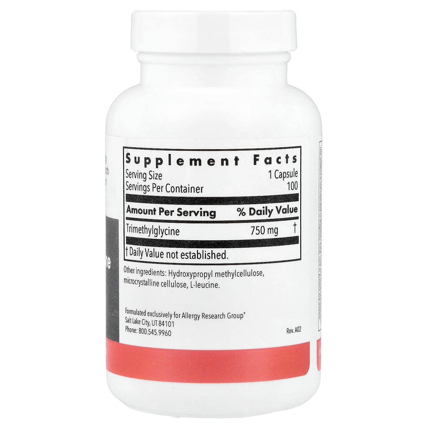 Allergy Research Group, TMG, 100 Vegetarian Capsules UPC 713947732308 | HiLife Vitamins
