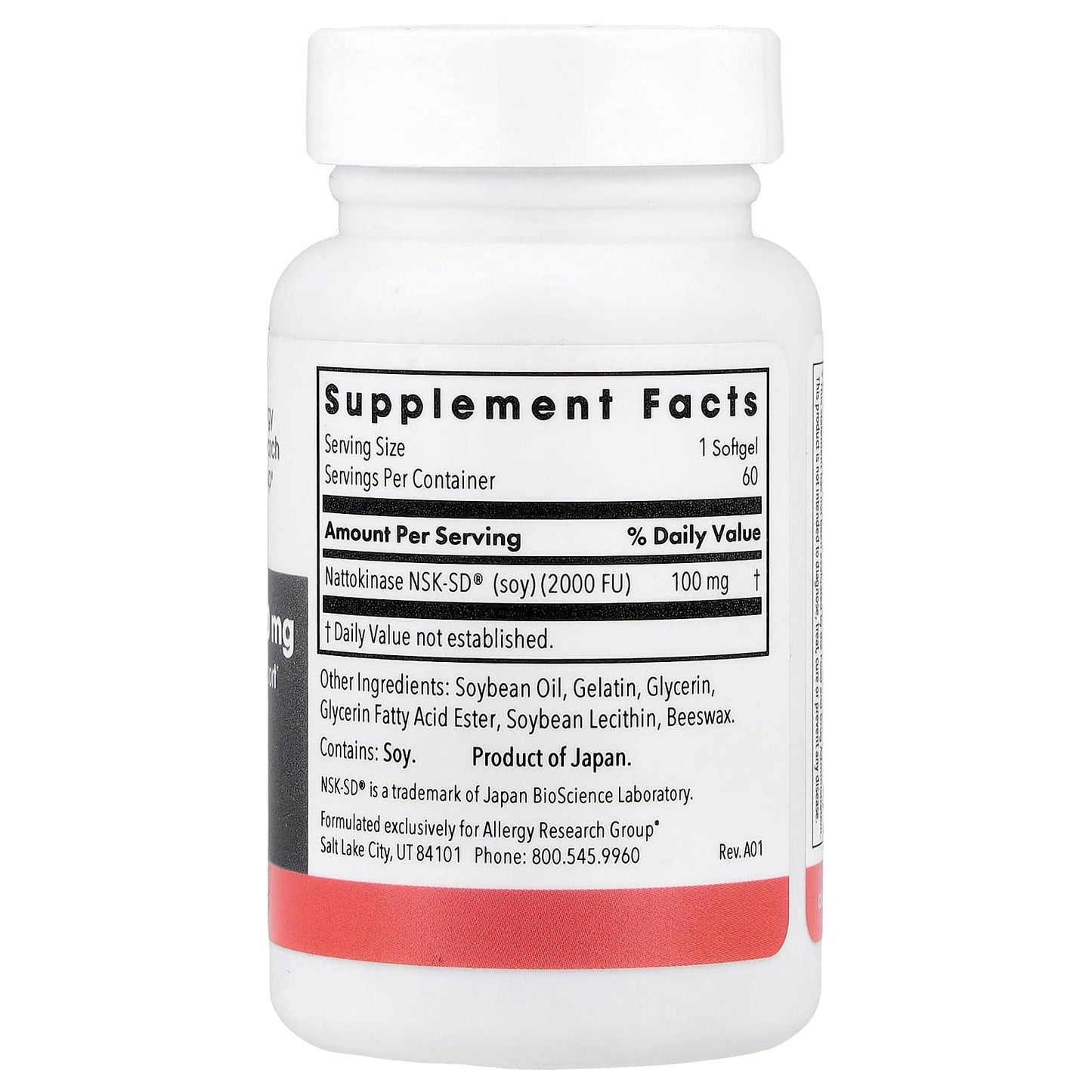 Allergy Research Group, Nattokinase 100 mg NSK-SD 2000 Fibrinolytic Units, 60 Softgels UPC 713947753709 | HiLife Vitamins