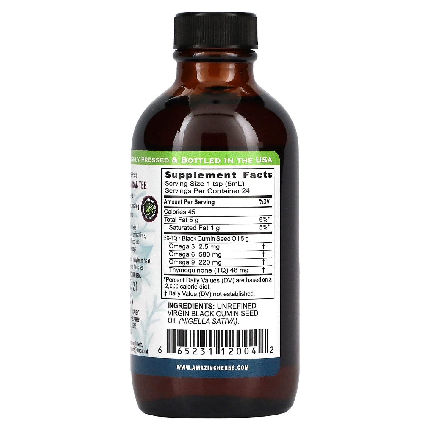 Amazing Herbs, Premium Black Seed Oil, 4 Oz UPC 665231120042 | Hilife Vitamins