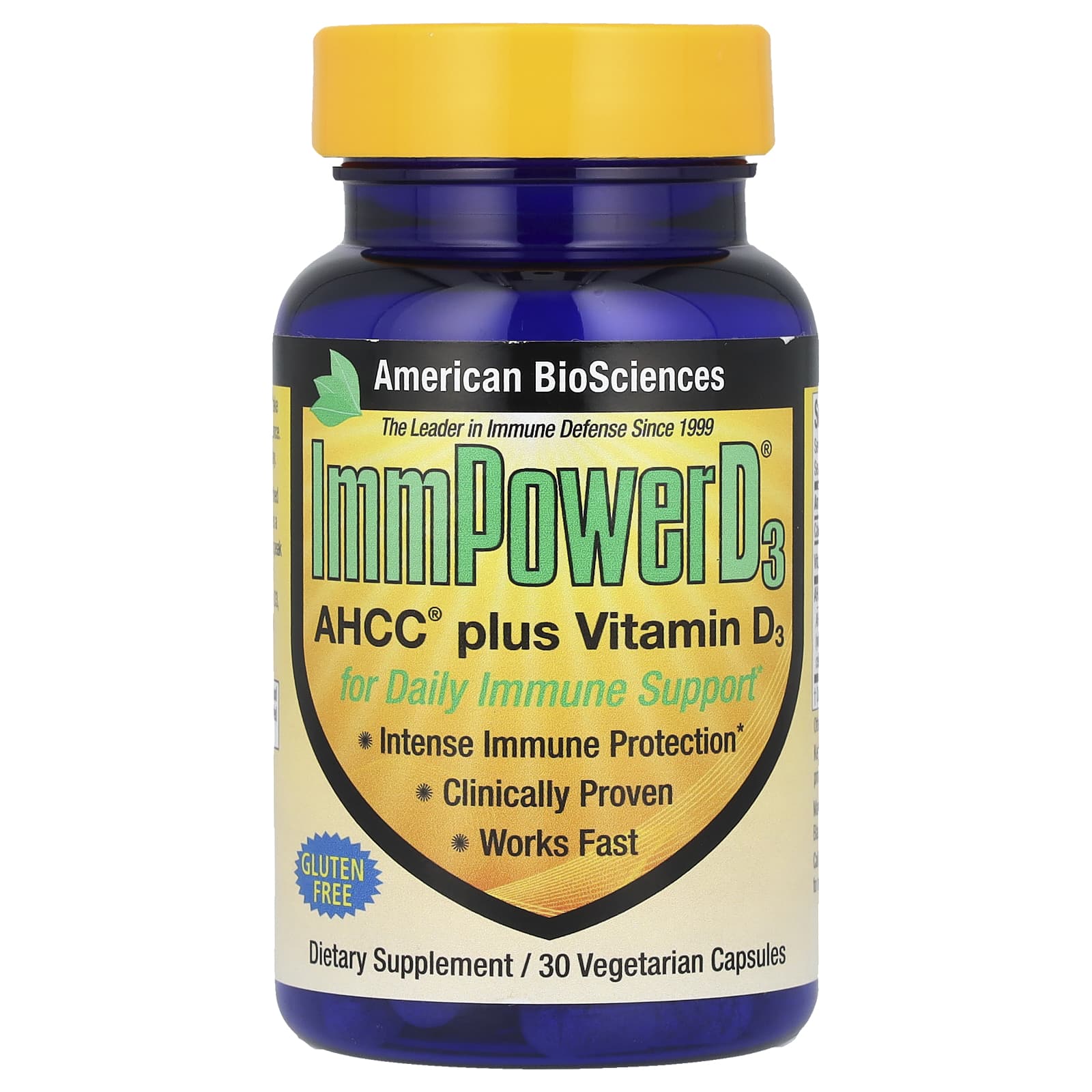 American BioSciences, ImmPower® D3, AHCC® Plus Vitamin D3, 30 Vegetarian Capsules UPC 678226034309 | HiLife Vitamins