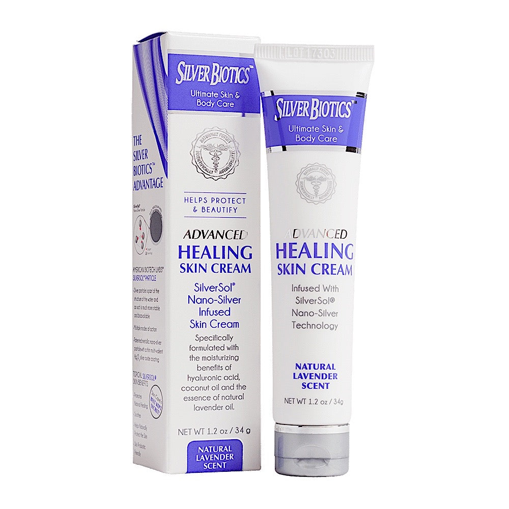 American Biotech Labs, Silver Biotics, Advanced Healing Skin Cream Lavender Scented, 1.2 Oz UPC 831060004734