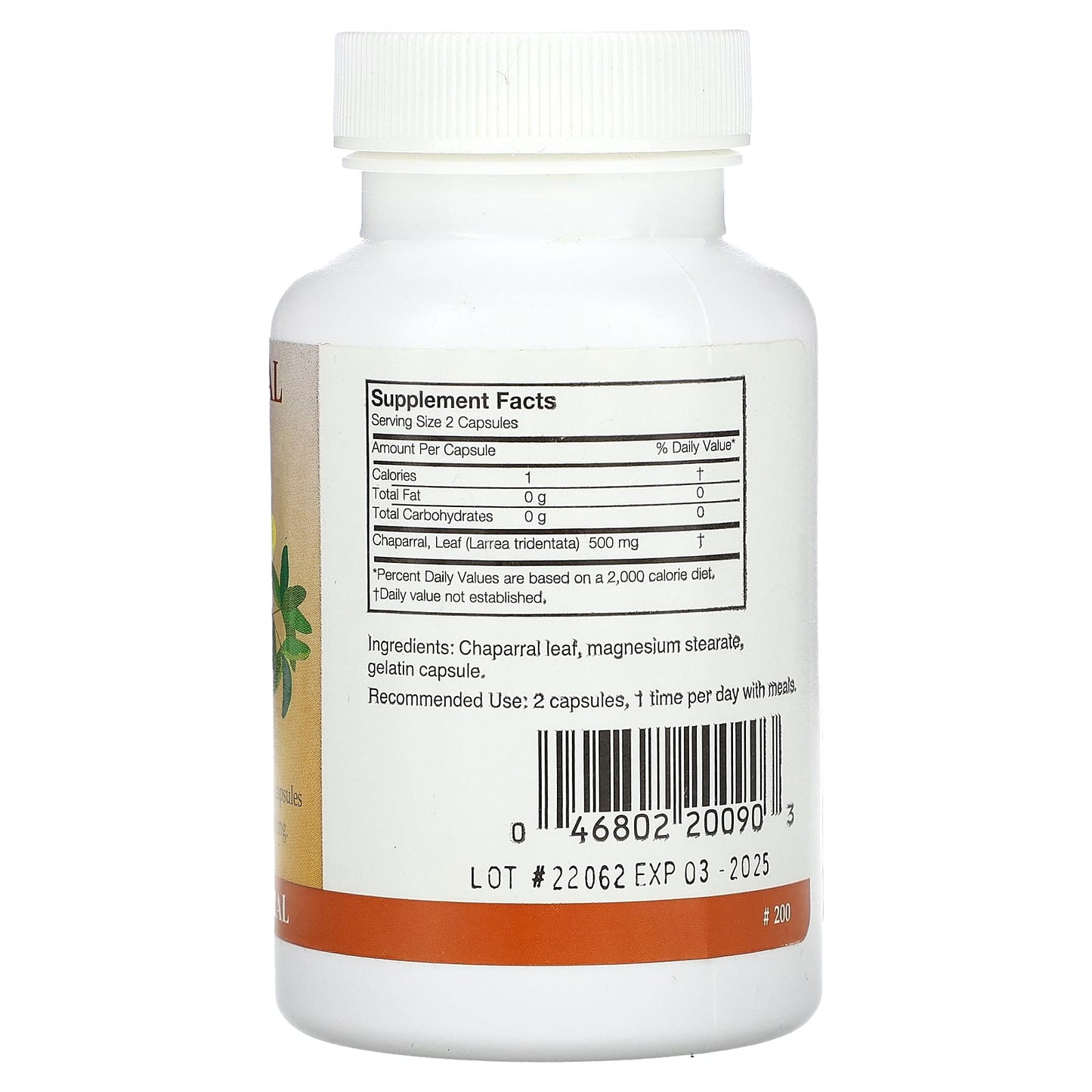 Arizona Natural Products, Chaparral 500mg, 90 Capsules UPC 046802200903 | HiLife Vitamins