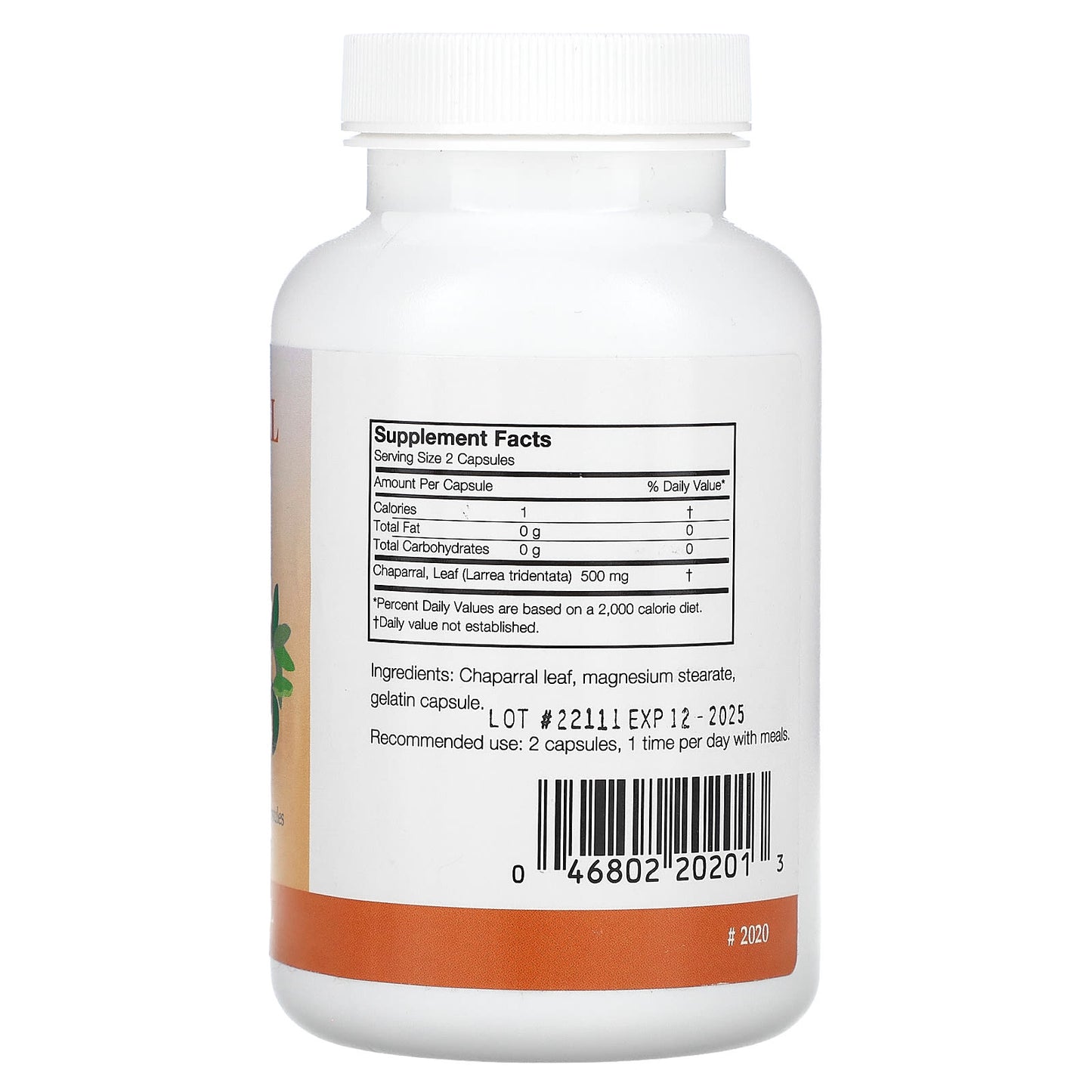 Arizona Natural Products, Chaparral 500mg, 180 Capsules UPC 046802202013 | HiLife Vitamins