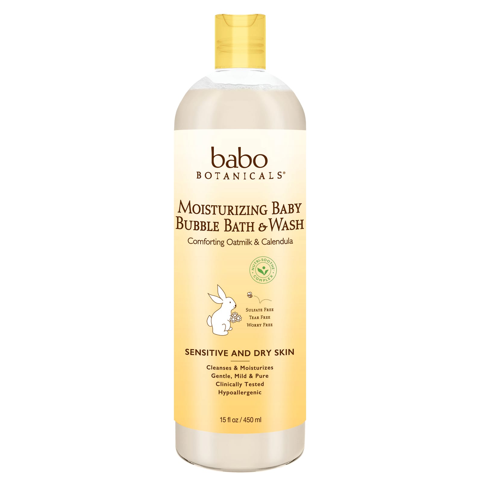 Babo Botanicals, Moisturizing baby bubble bath & wash Plant Based, 15 fl Oz UPC 899248010052 | HiLife Vitamins