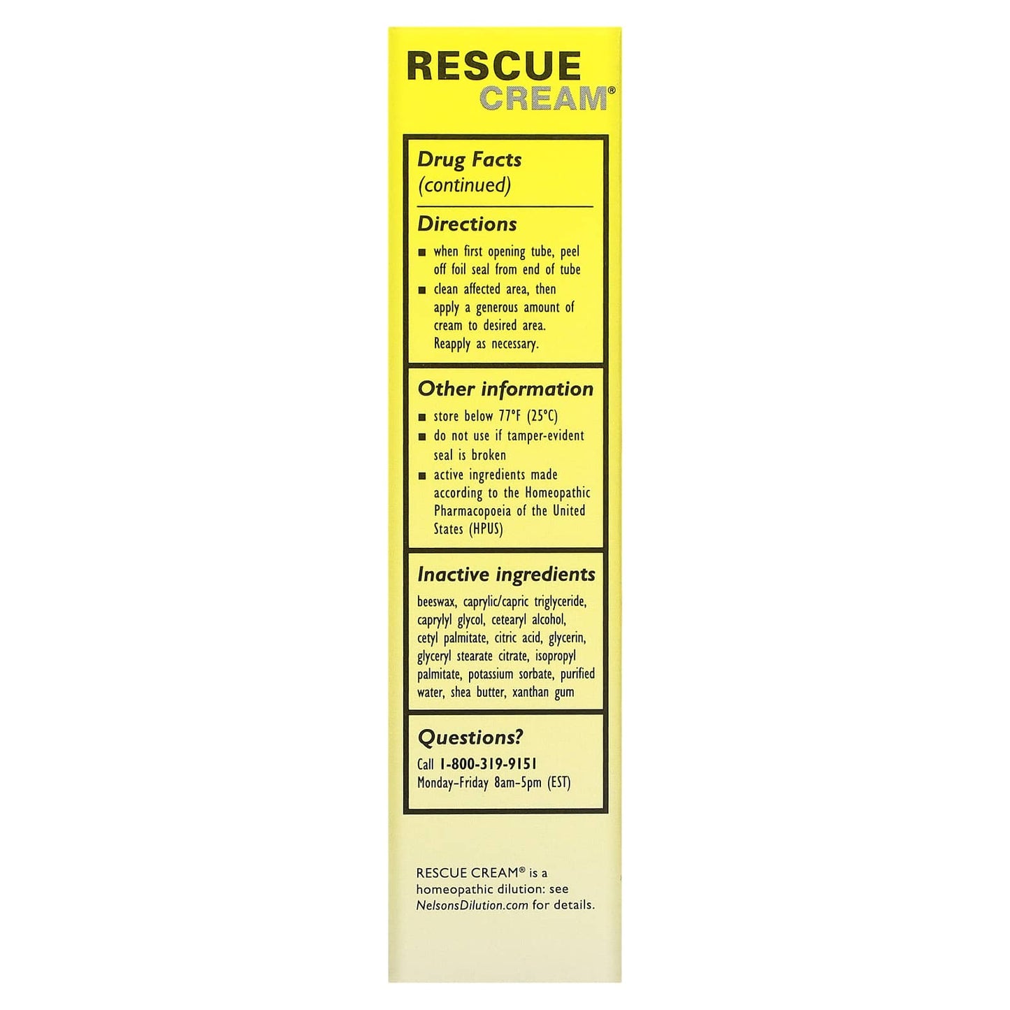 Bach Flower, Rescue Remedy Cream, 1 oz cream UPC 741273000594 | Hilife Vitamins