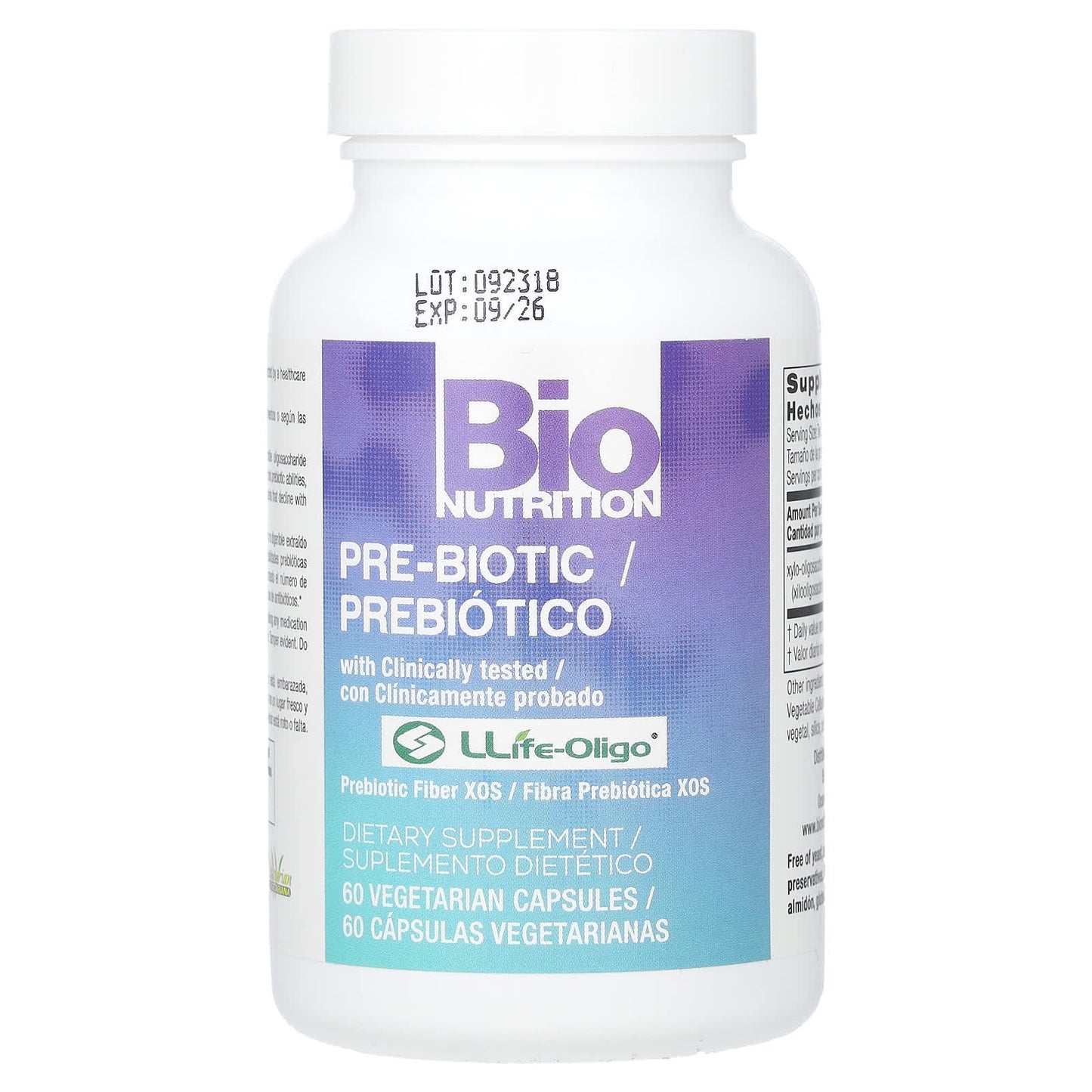 Bio Nutrition, Pre-Biotic Fiber With Llife-Oligo, 60 Capsules UPC 854936003594 | Hilife Vitamins