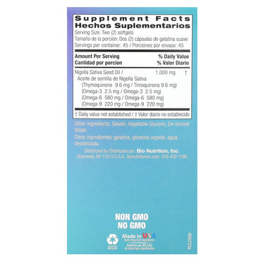 Bio Nutrition, Premium Black Seed Oil 1,000 mg, 90 Softgels UPC 854936003792 | Hilife Vitamins