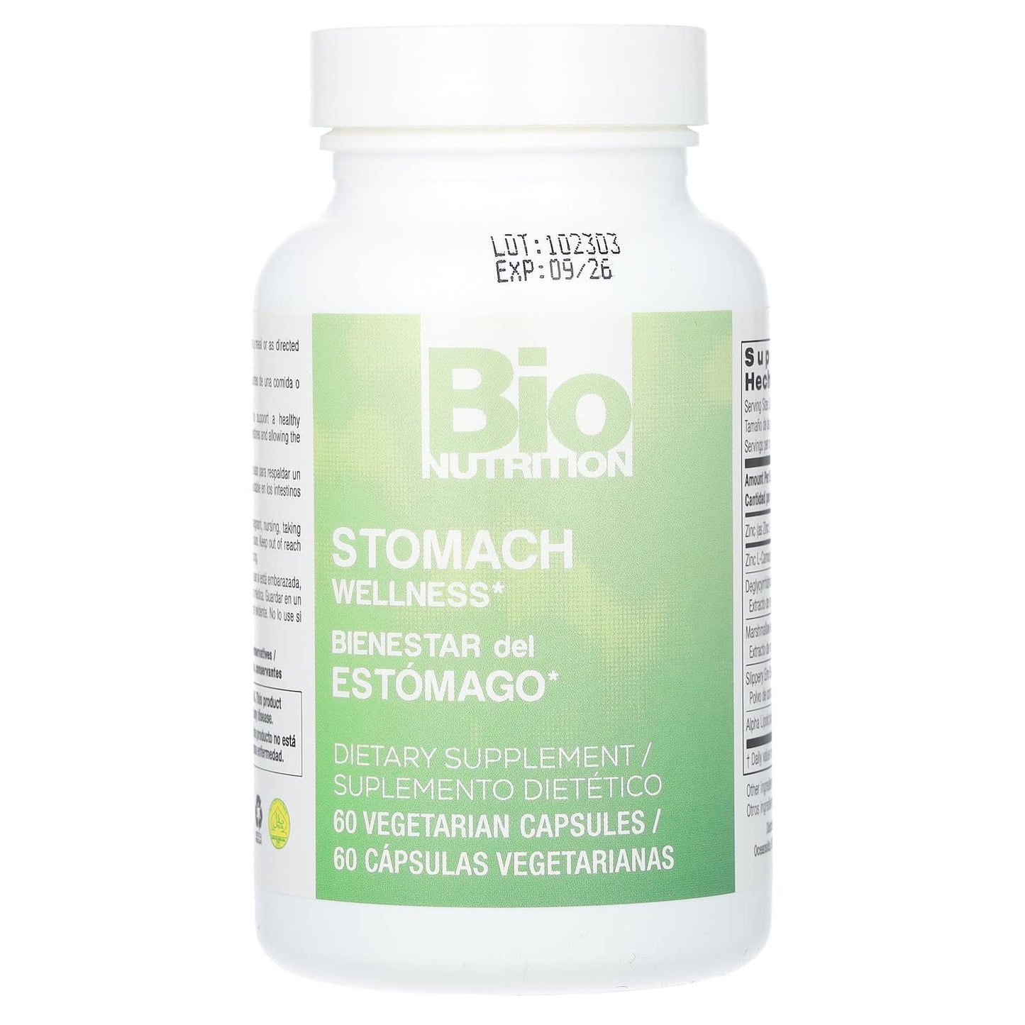 Bio Nutrition, Stomach Wellness, 60 Capsules UPC 854936003808 | Hilife Vitamins