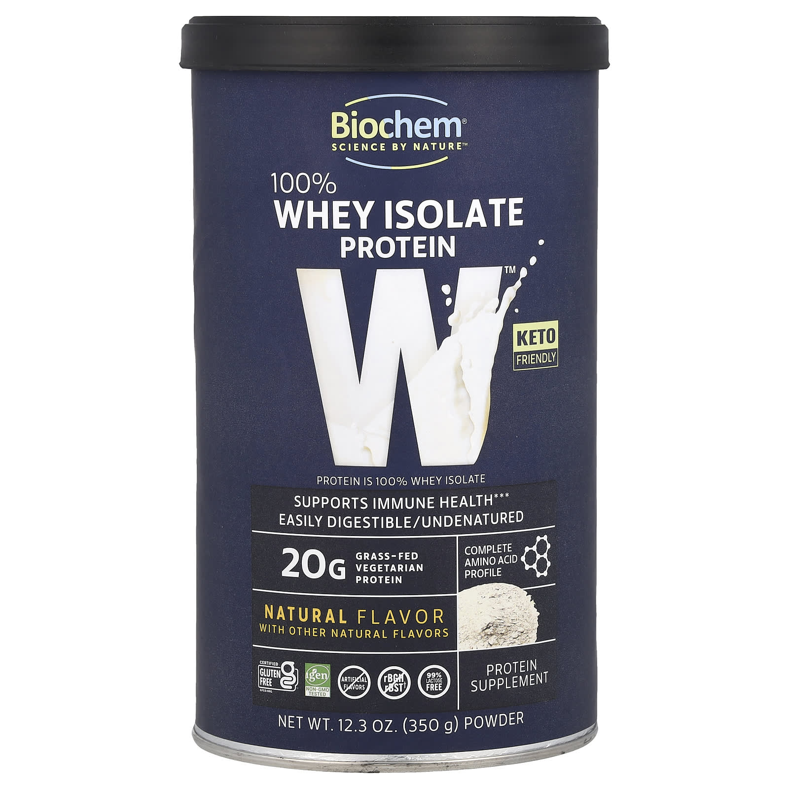 Biochem, 100% Whey Isolate Protein, Natural, 12.3 oz (350 g) UPC 015794018407 | HiLife Vitamins