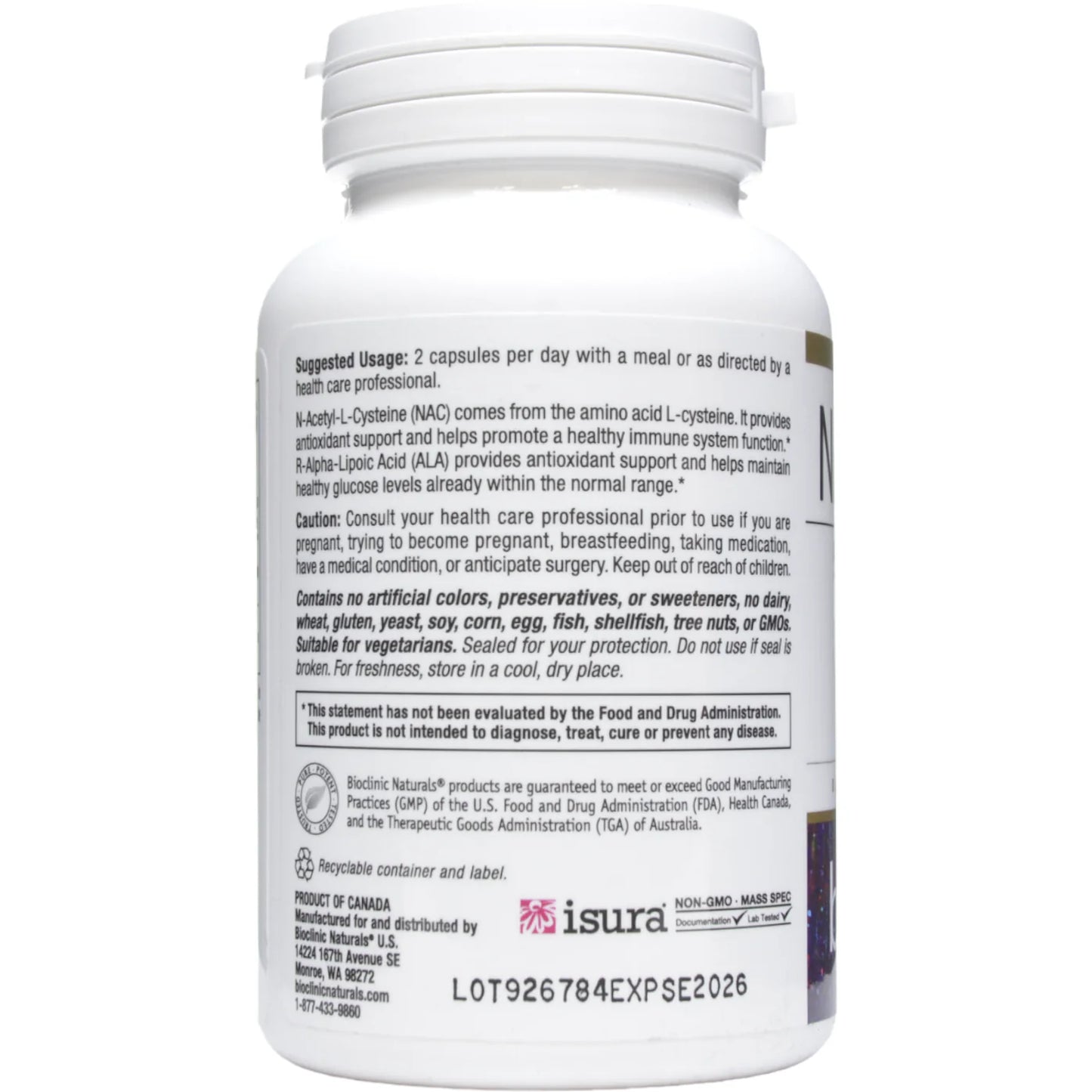 Bioclinic Naturals, NAC & ALA, 90 Capsules UPC 629022095254 | HiLife Vitamins