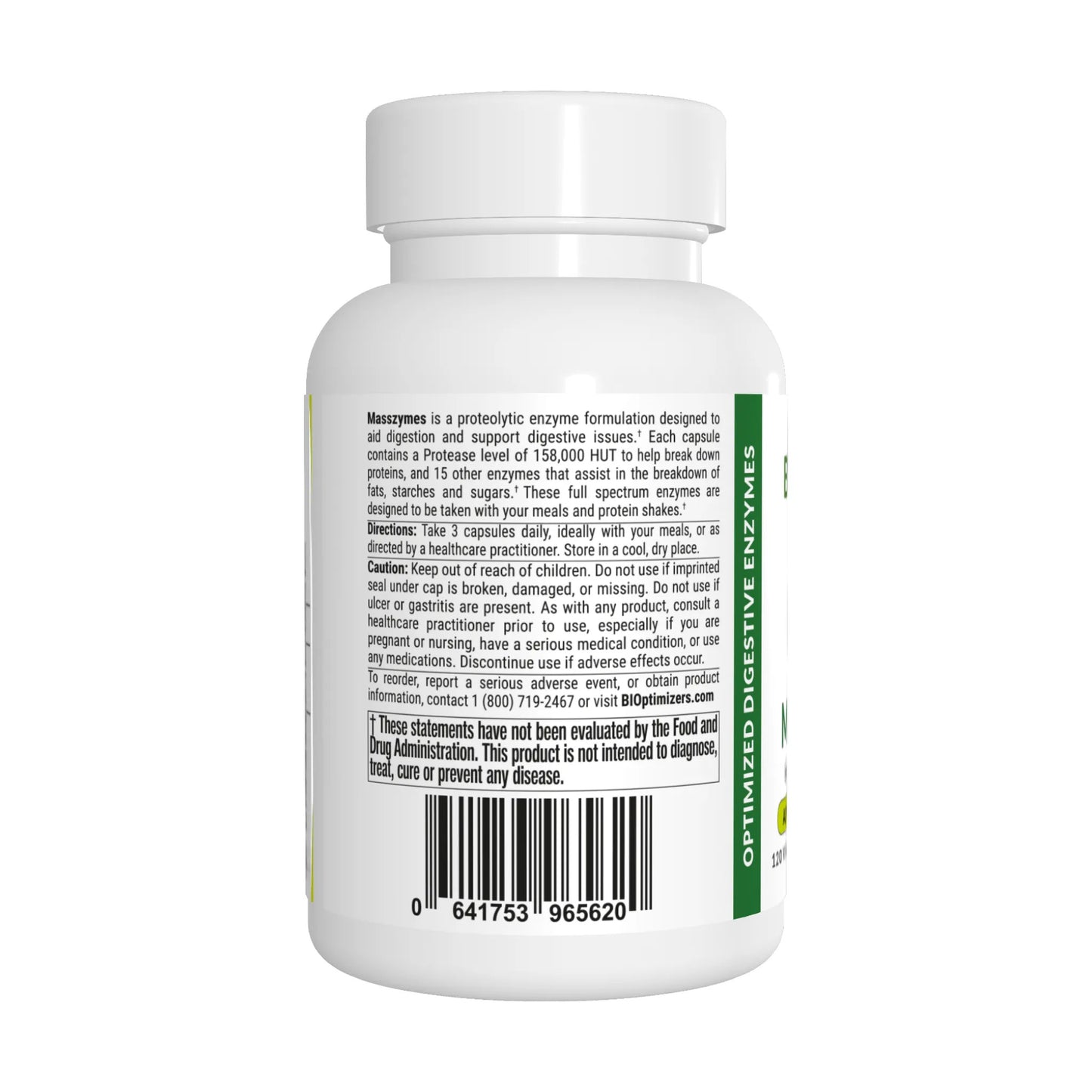BiOptimizers, MassZymes, 120 Veggie Caps UPC 689176916348 | HiLife Vitamins