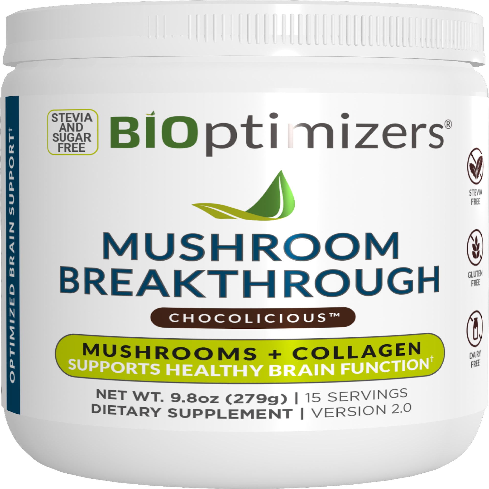 BiOptimizers, Mushroom Breakthrough (Chocolicious), 9.8oz (279g) UPC 850018116749 | HiLife Vitamins
