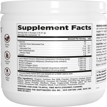 BiOptimizers, Mushroom Breakthrough (Chocolicious), 9.8oz (279g) UPC 850018116749 | HiLife Vitamins