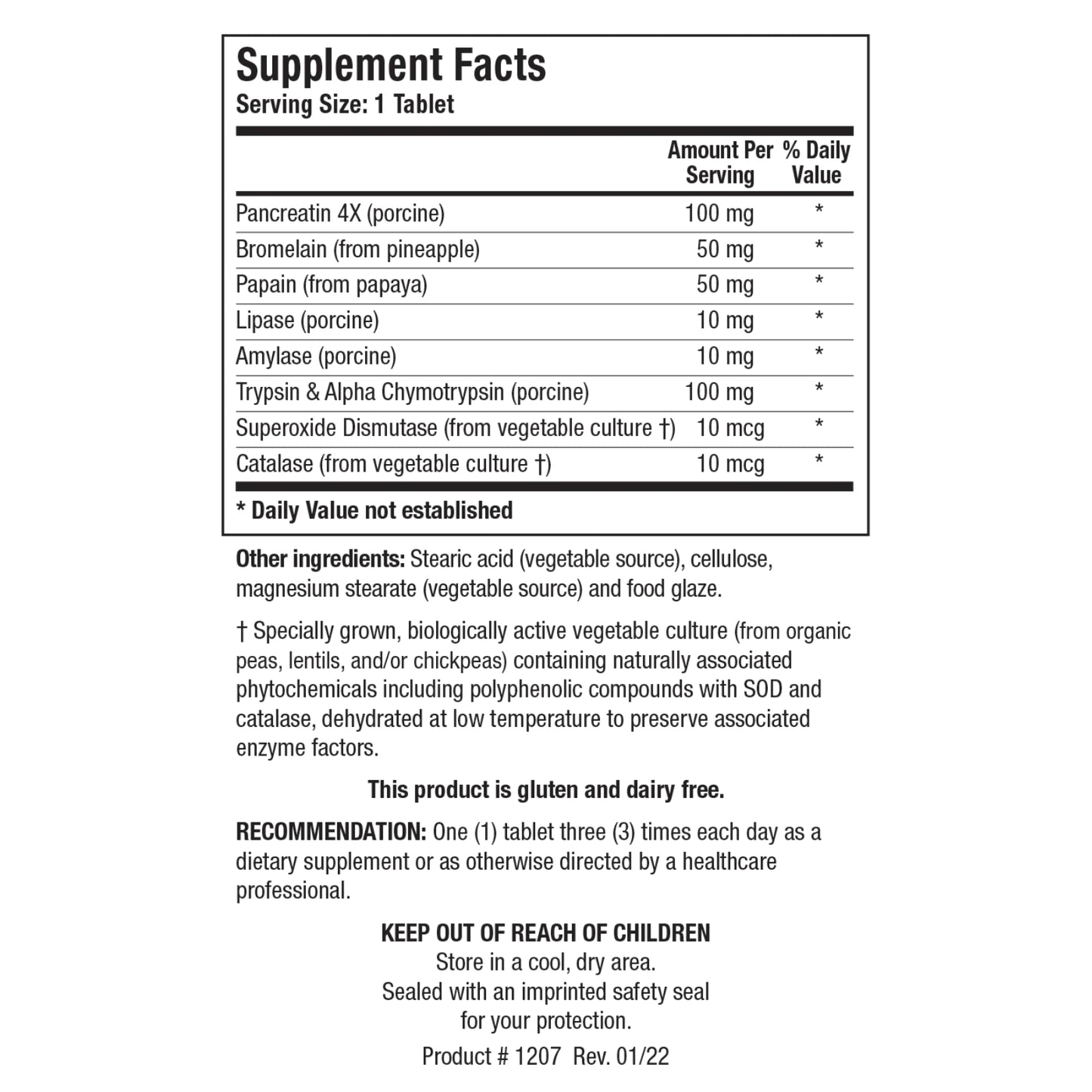 Biotics Research, Intenzyme Forte™, 100 tablets UPC 780053001710 | HiLife Vitamins