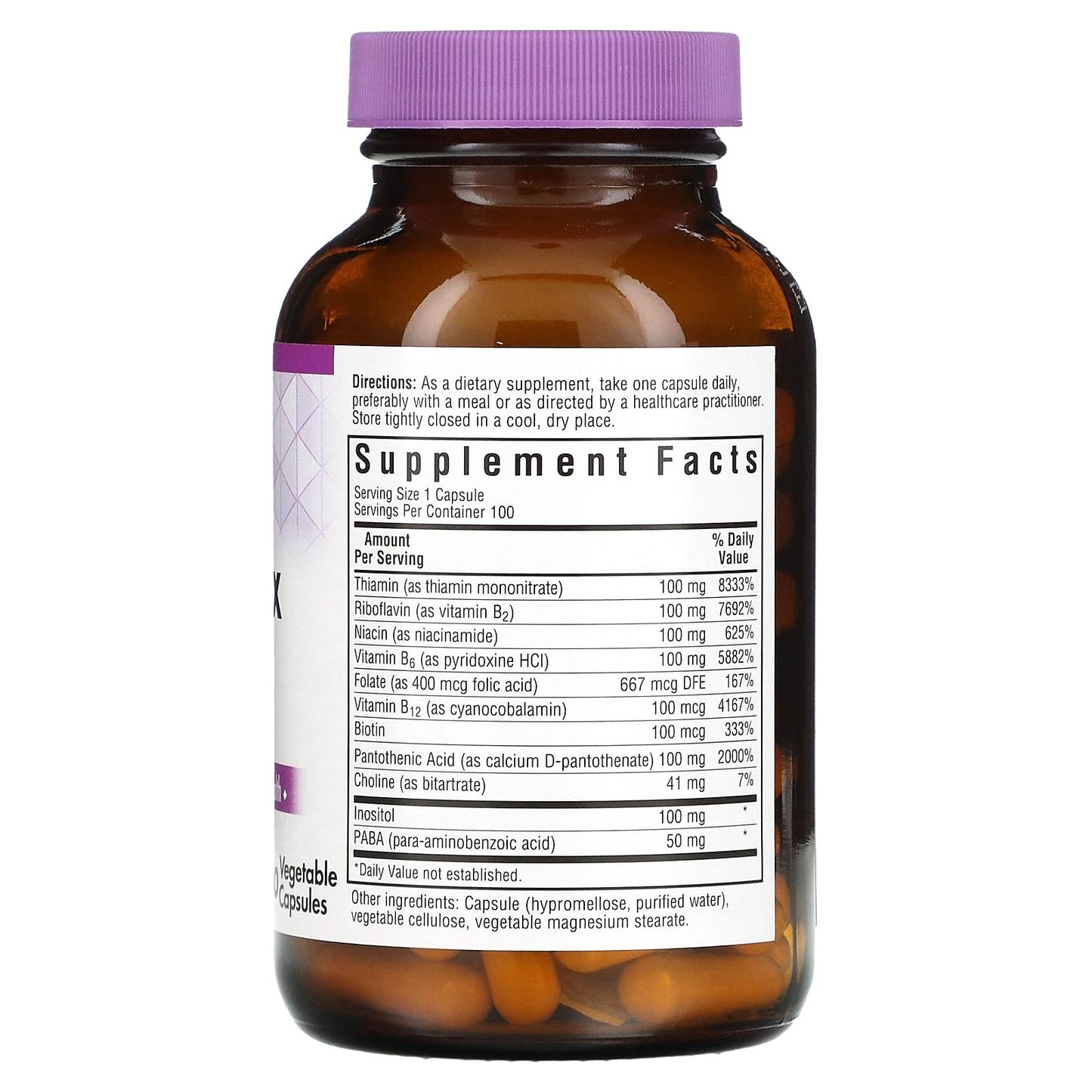 Bluebonnet, B-Complex 100, 100 Vegetable Capsules UPC 743715004184 | HiLife Vitamins