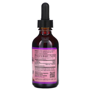 Bluebonnet, Liquid CellularActive Methylcobalamin Vitamin B12 Raspberry 5000 mcg, 2 Fl oz UPC 743715004443 | Hilife Vitamins
