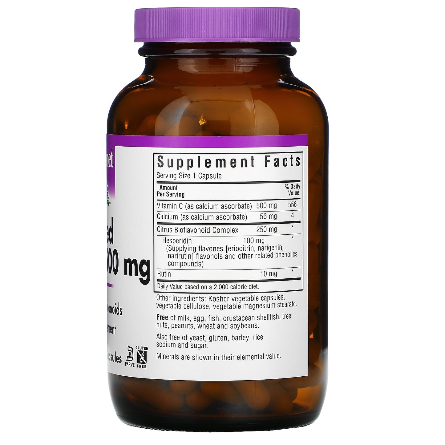 Bluebonnet, Buffered Vitamin C-500 Mg, 180 Vegetarian Capsules UPC 743715005693 | Hilife Vitamins