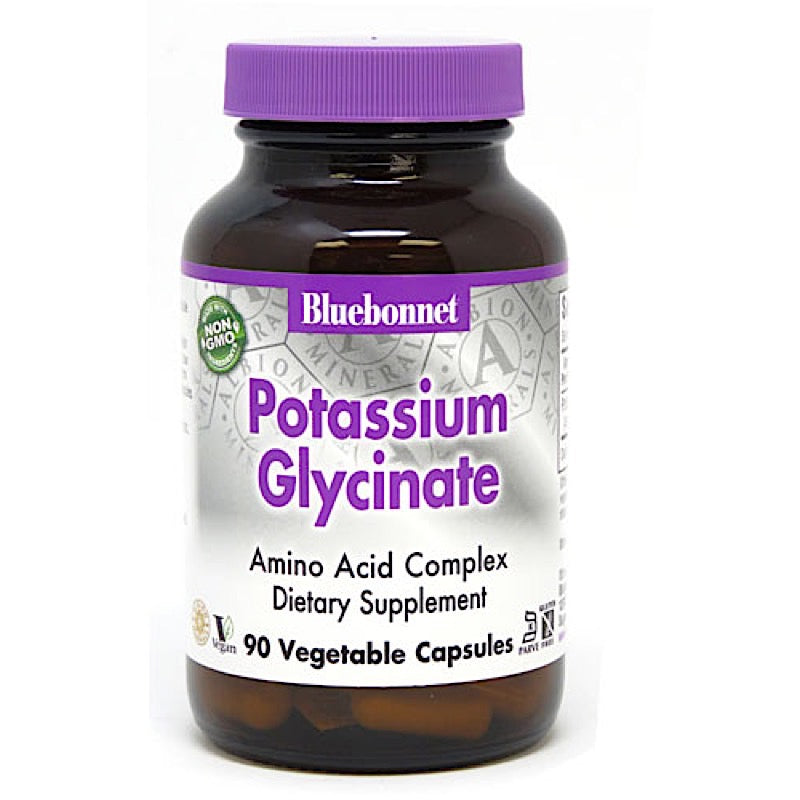 Bluebonnet, Albion Potassium Glycinate 99 mg, 90 Vegetarian Capsules UPC 743715006768 | Hilife Vitamins