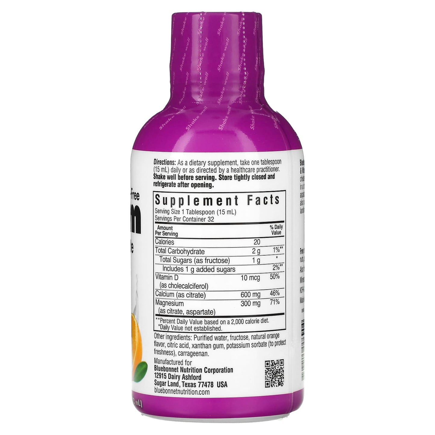 Bluebonnet, Liquid Calcium, Magnesium Citrate & Vitamin D3, Milk-Free, Orange Flavor, 16 Oz UPC 743715006904