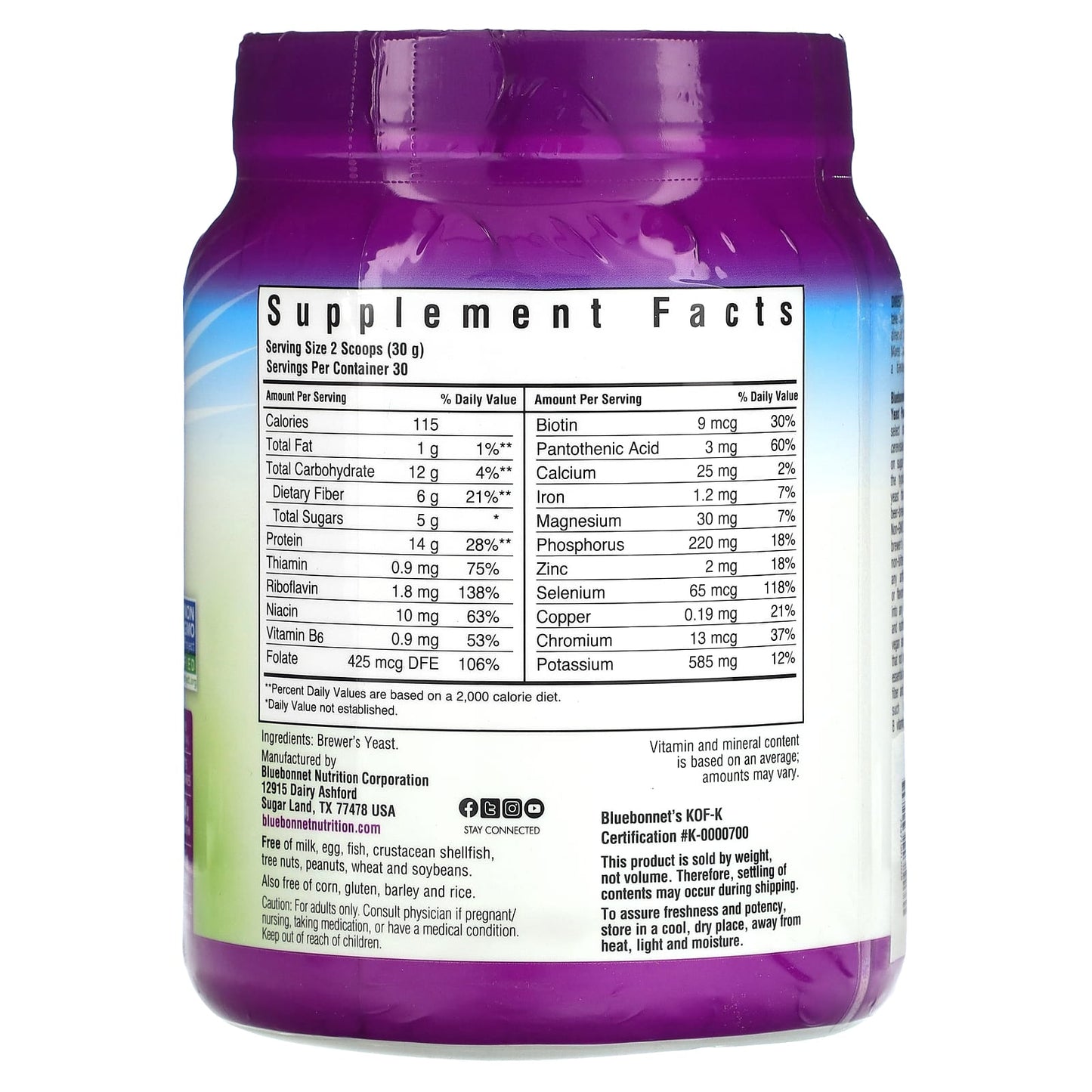 Bluebonnet, Brewer’s Yeast Powder, 2 Powder UPC 743715012028 | Hilife Vitamins