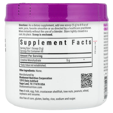 Bluebonnet, Micronized Creatine, Strength & Power, Unflavored, 10.58 oz Powder UPC 743715018754 | Hilife Vitamins