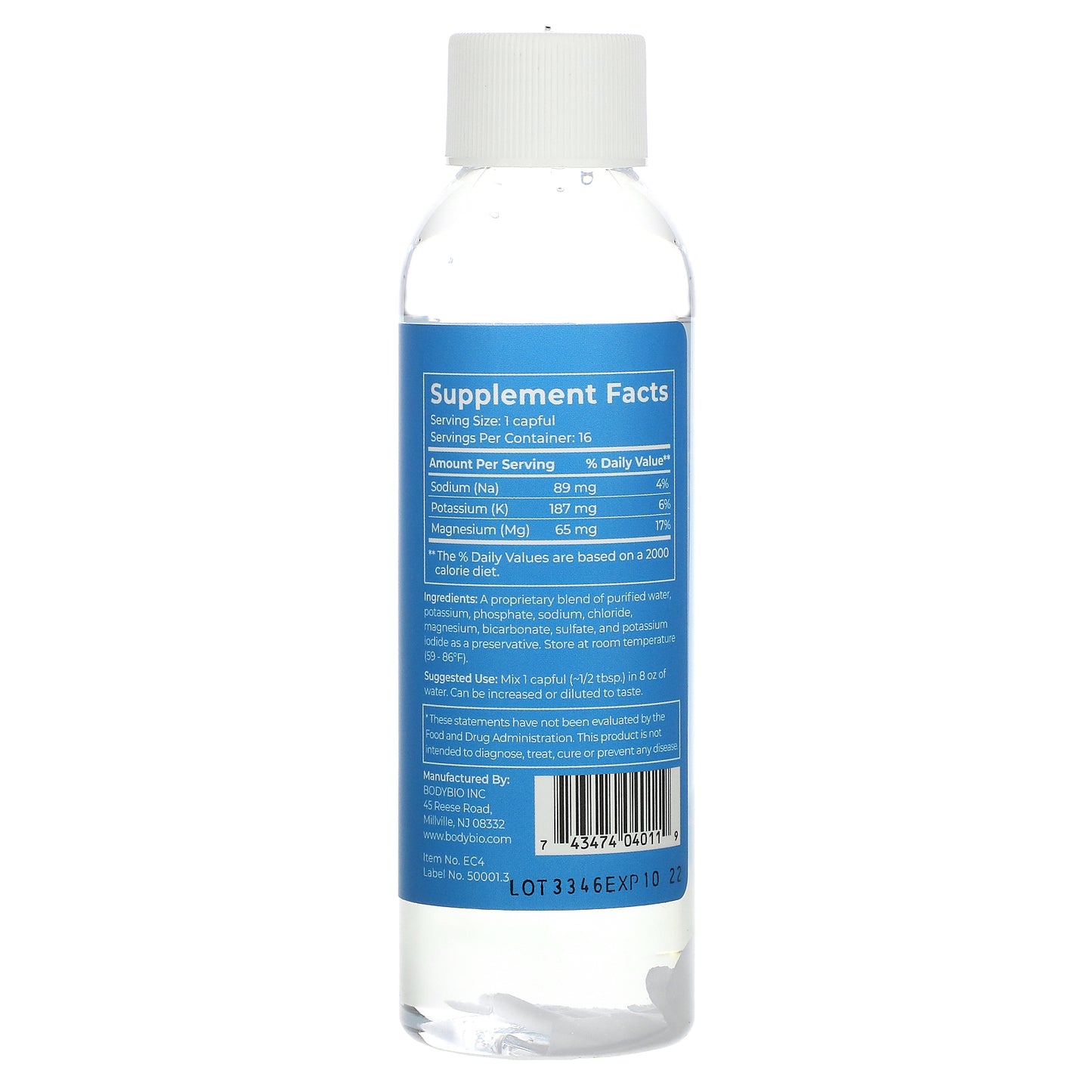 BodyBio, E-Lyte Balanced Electrolyte, 4 fl Oz UPC 743474040119 | HiLife Vitamins