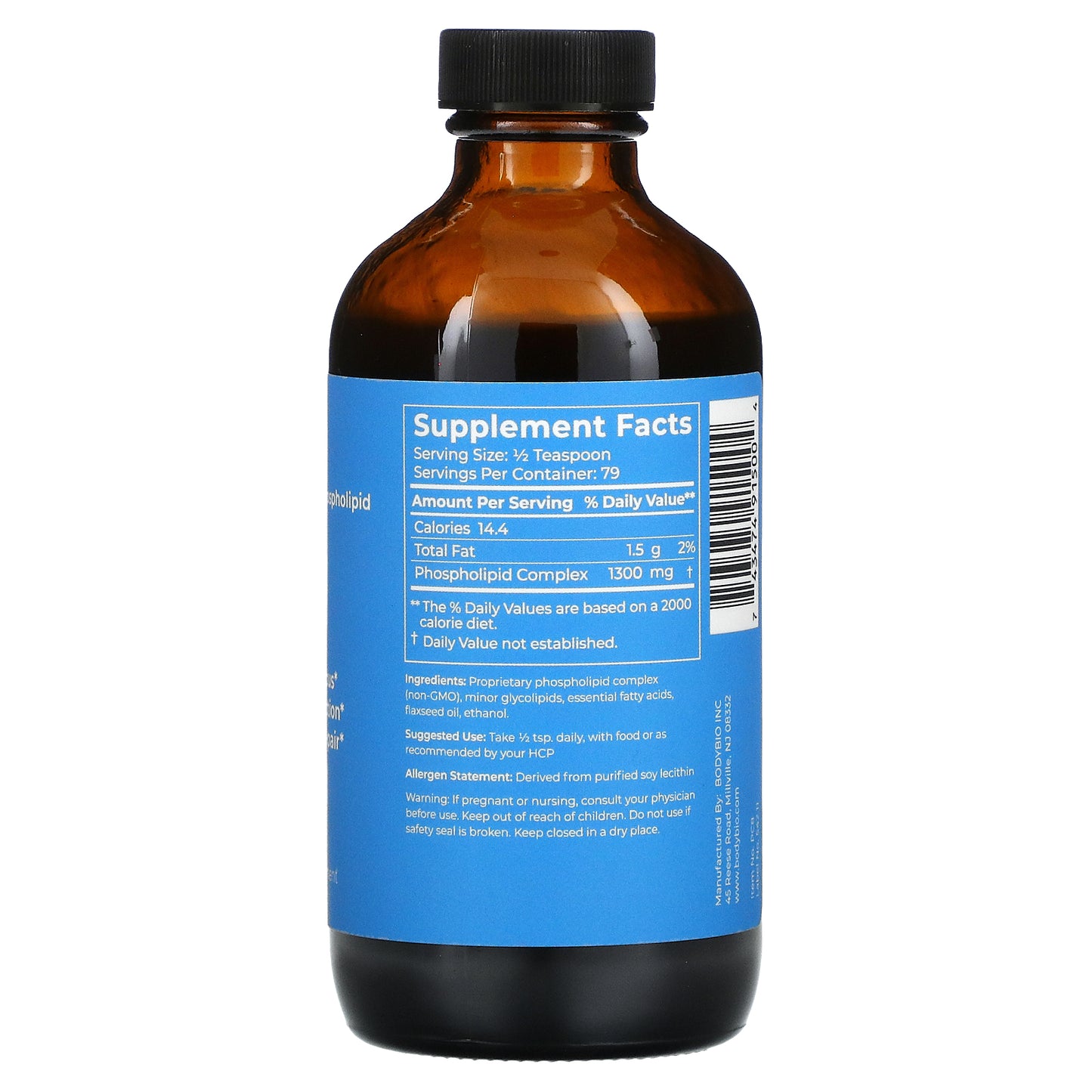 BodyBio, PC Liquid Complex of Phospholipids, 8 fl oz UPC 743474915004 | HiLife Vitamins