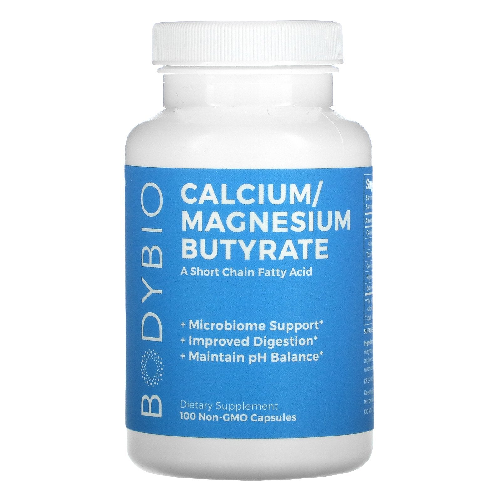 BodyBio, Calcium Magnesium Butyrate, 100 Non-GMO Capsules UPC 743474993200 | HiLife Vitamins