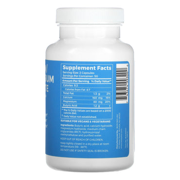 BodyBio, Calcium Magnesium Butyrate, 100 Non-GMO Capsules UPC 743474993200 | HiLife Vitamins