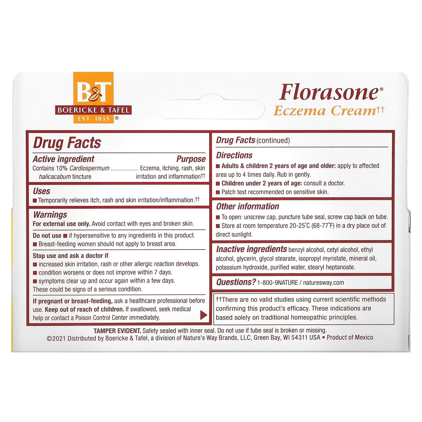 Boericke & Tafel, Florasone Cardiospermum Cream, 1 Oz UPC 308078503905 | Hilife Vitamins