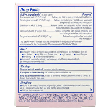 Boiron, Cyclease Menopause, 60 Meltaway Tablets UPC 306969082041 | Hilife Vitamins