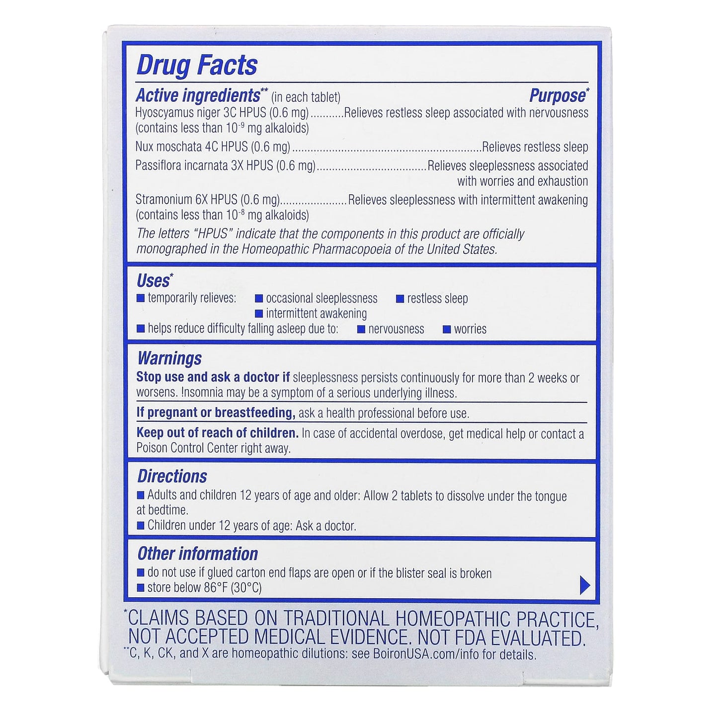Boiron, Sleep Calm Meltaway Tablets, Unflavored, 60 Meltaway Tablets UPC 306969310045 | Hilife Vitamins