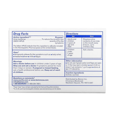 Boiron, Oscillococcinum 6 Dose, 24 Pellets UPC 306969998519 | Hilife Vitamins
