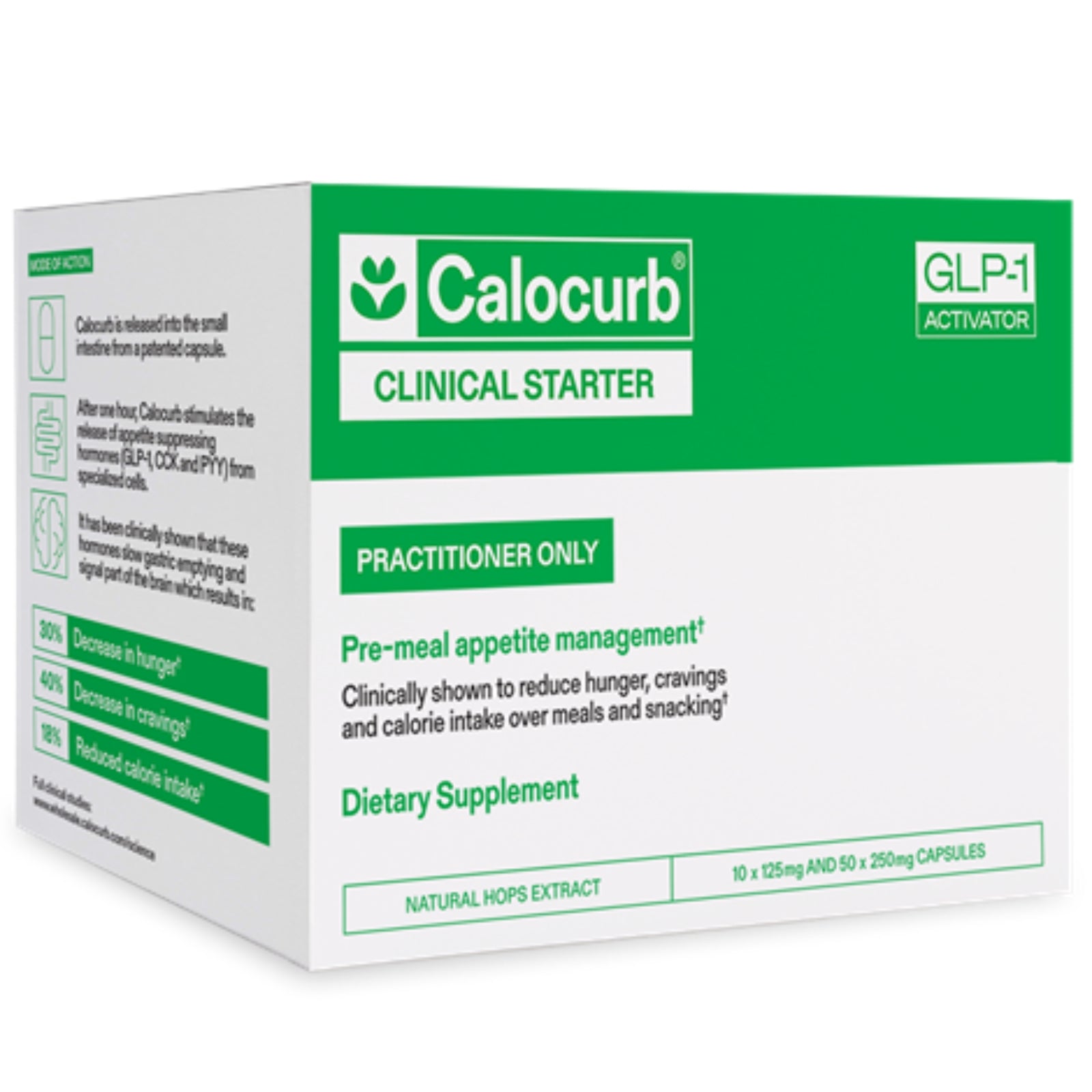 Calocurb, CLINICAL Starter Pack, 10 x 125mg AND 50 x 250mg Capsules UPC 9413000128574 | HiLife Vitamins