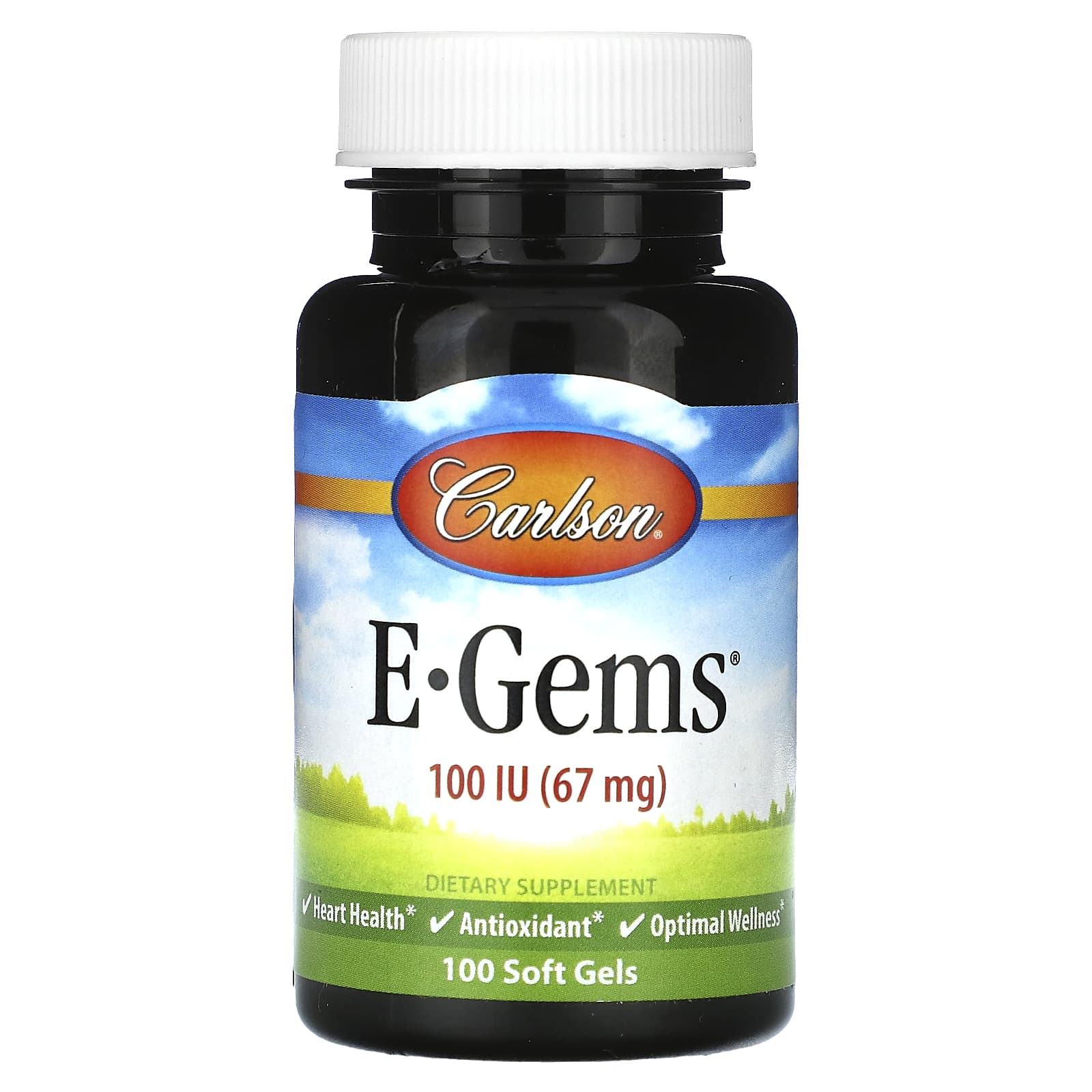 Carlson Labs, E-Gems 100IU, 100 Softgels UPC 088395003110 | HiLife Vitamins