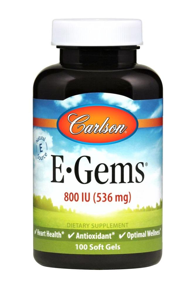 Carlson Labs, E-Gems 800IU, 100 Softgels UPC 088395003813 | HiLife Vitamins
