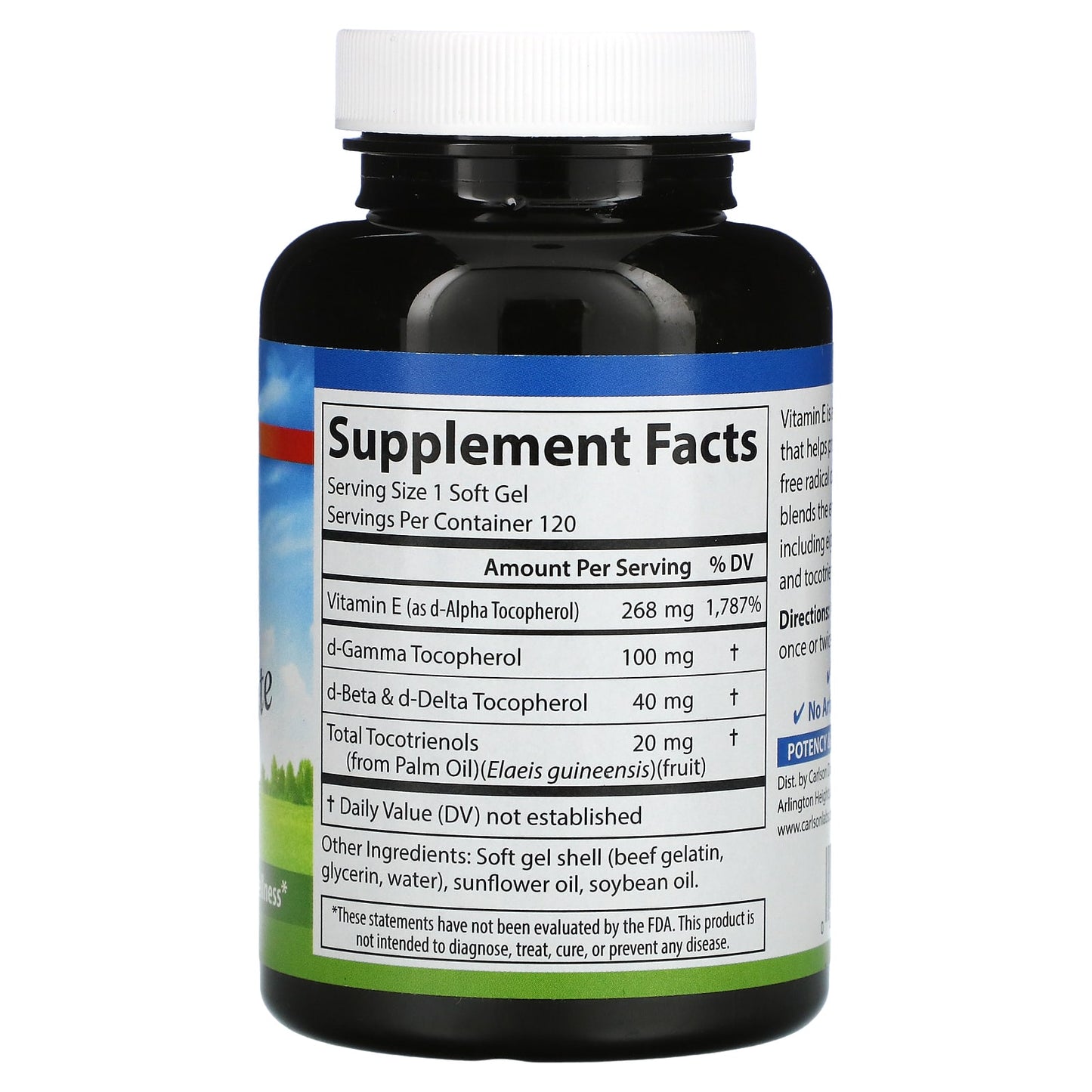 Carlson Labs, E-Gems Elite 400 IU, 120 Softgels UPC 088395007712 | HiLife Vitamins