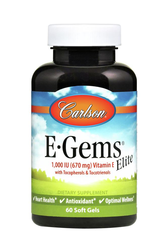 Carlson Labs, E-Gems Elite 1000 IU-discontinued., 60 Softgels UPC 088395007965 | HiLife Vitamins