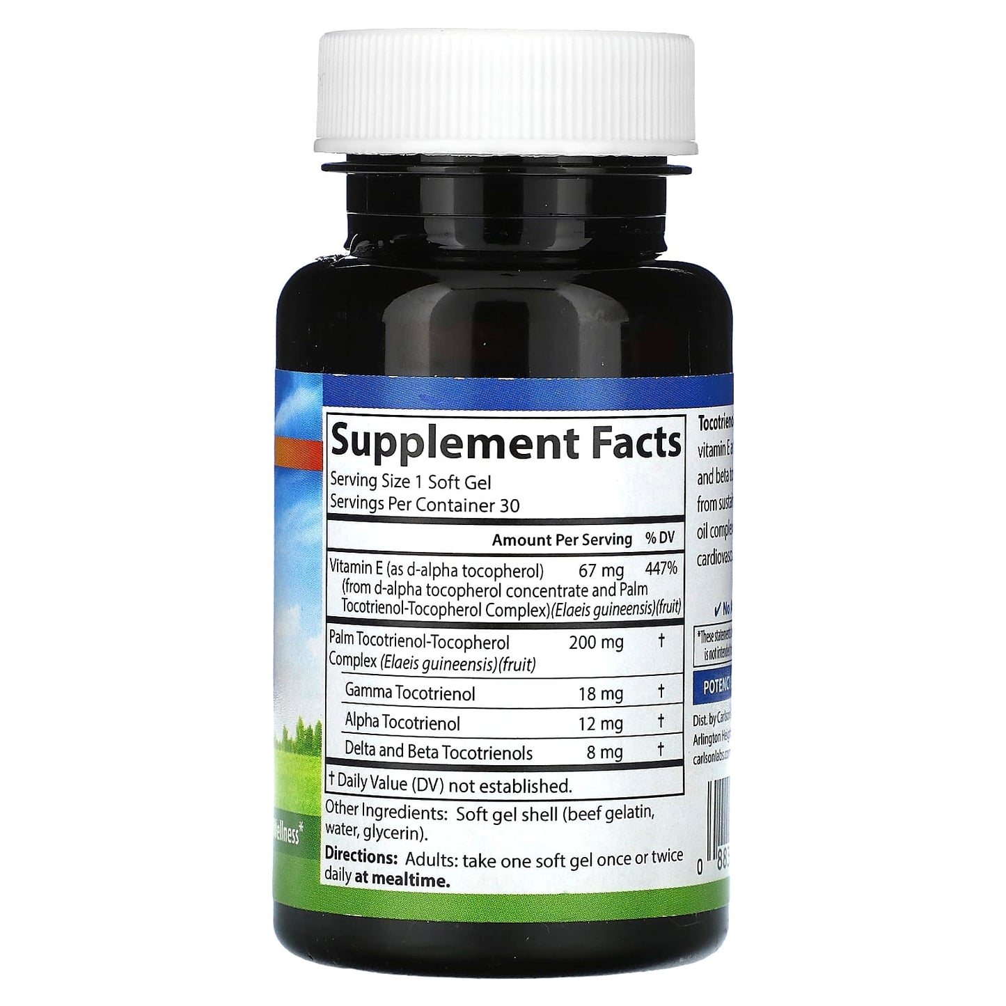 Carlson Labs, Tocotrienols, 30 Softgels UPC 088395008801 | HiLife Vitamins